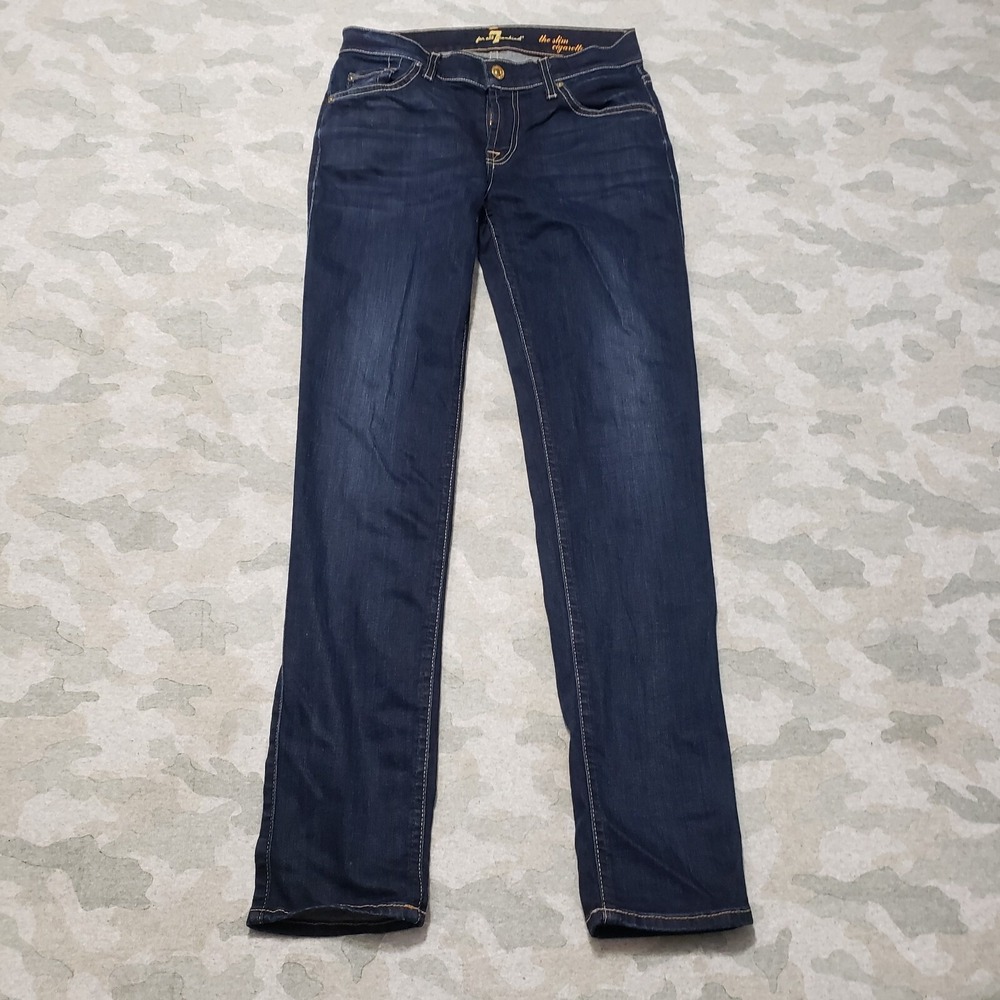 7 For All Mankind Jeans Womens 25‎ Blue The Slim Cigarette Denim Dark Wash